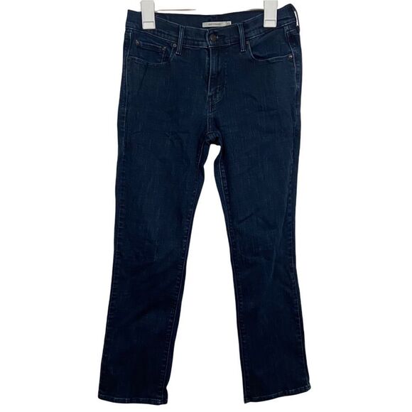 Levi’s 505 Dark Wash Mid Rise Straight Leg Jeans - Picture 1 of 3